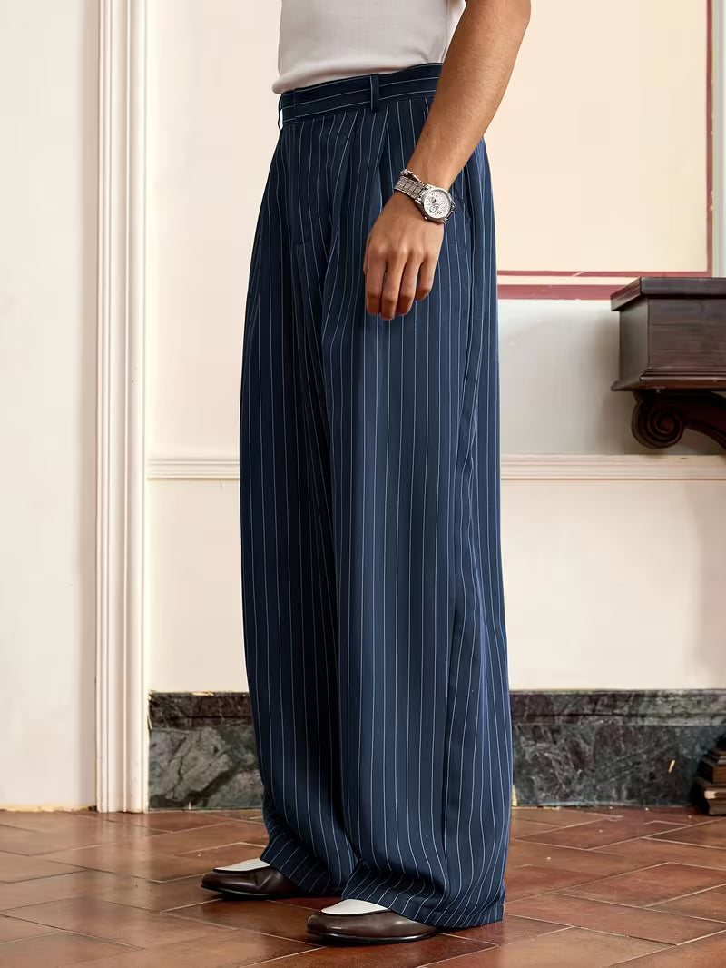 TAILORED NAVY STRIPED PANT MR BISOUS
