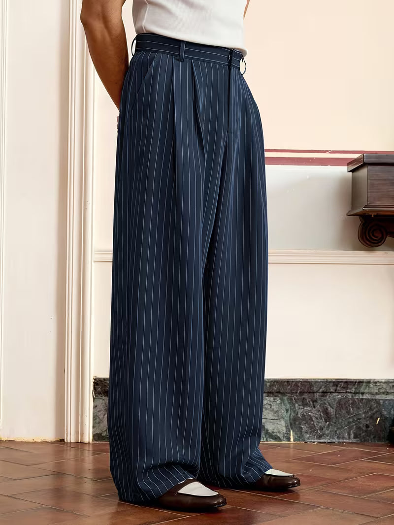 TAILORED NAVY STRIPED PANT MR BISOUS