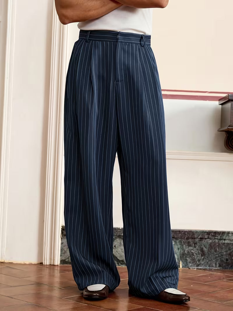 TAILORED NAVY STRIPED PANT MR BISOUS