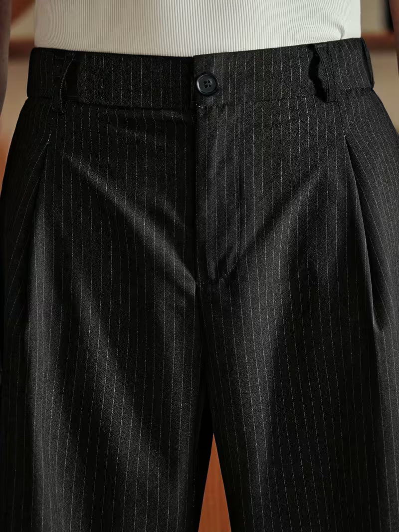 TAILORED BLACK STRIPED PANT MR BISOUS