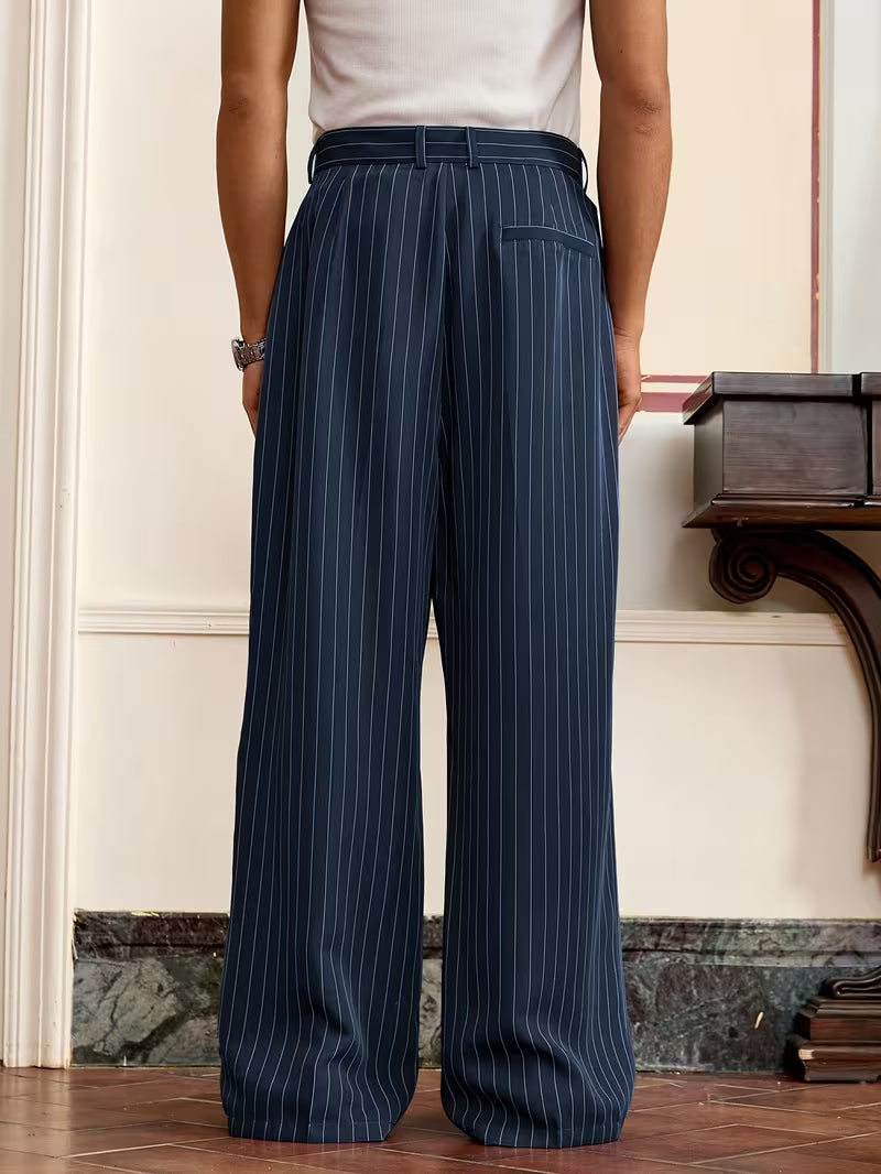 TAILORED NAVY STRIPED PANT MR BISOUS