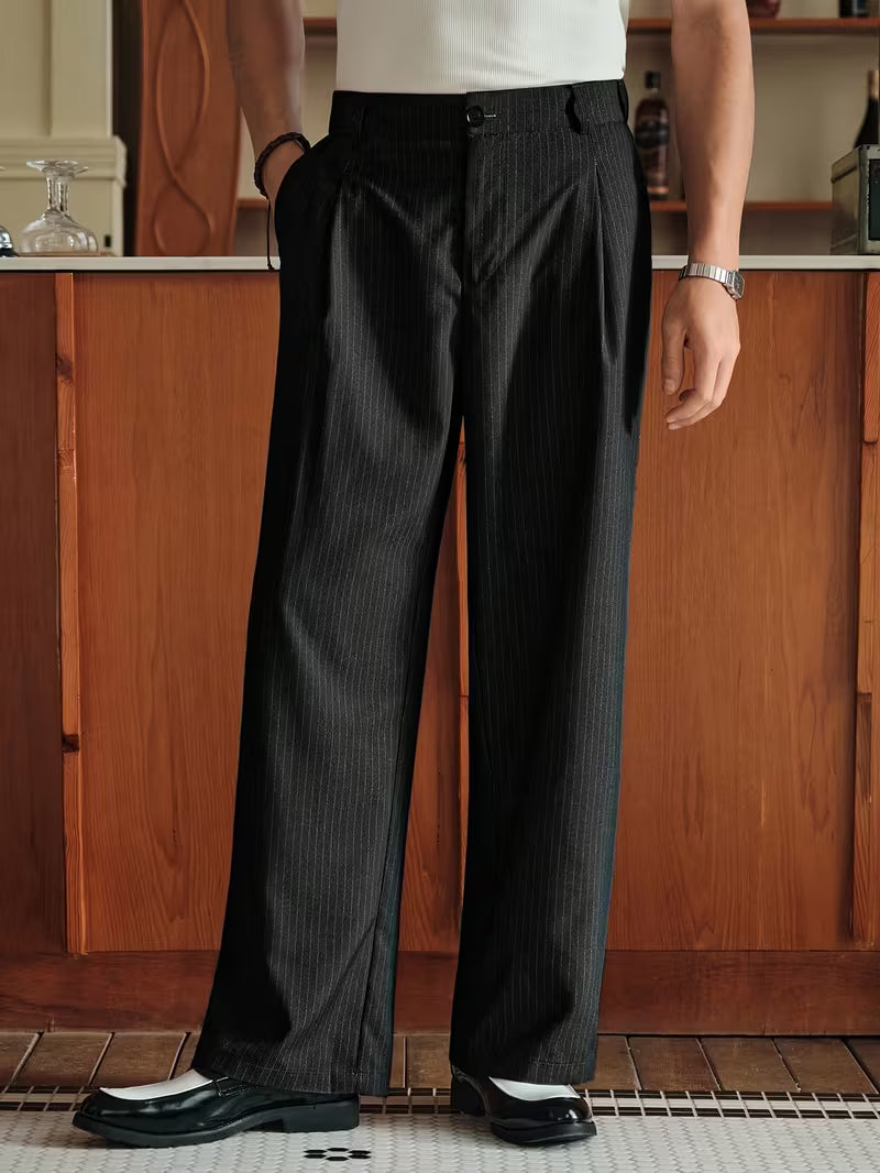 TAILORED BLACK STRIPED PANT MR BISOUS
