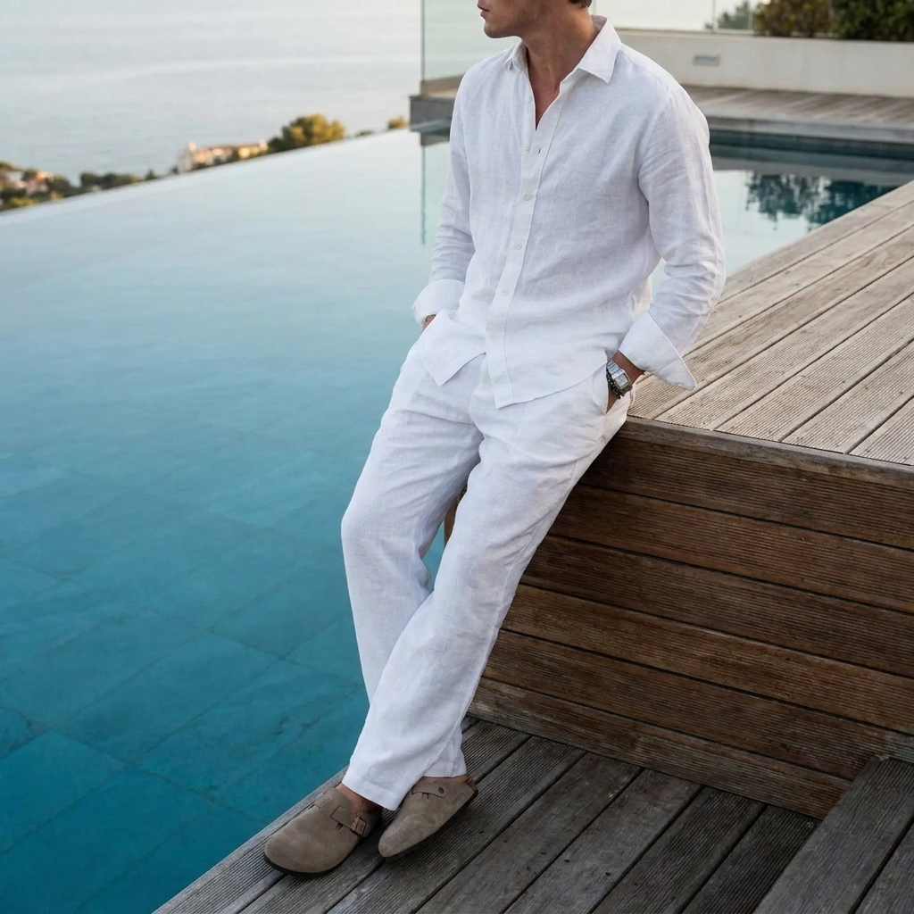 MR BISOUS LINEN PANT WHITE