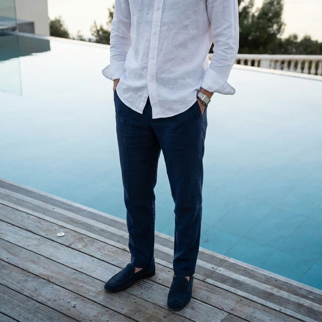MR BISOUS LINEN PANT BLUE