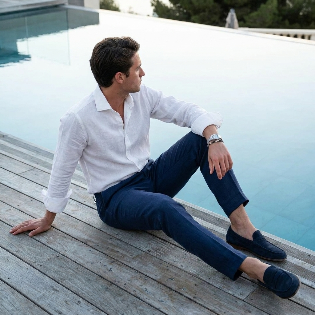 MR BISOUS LINEN PANT BLUE